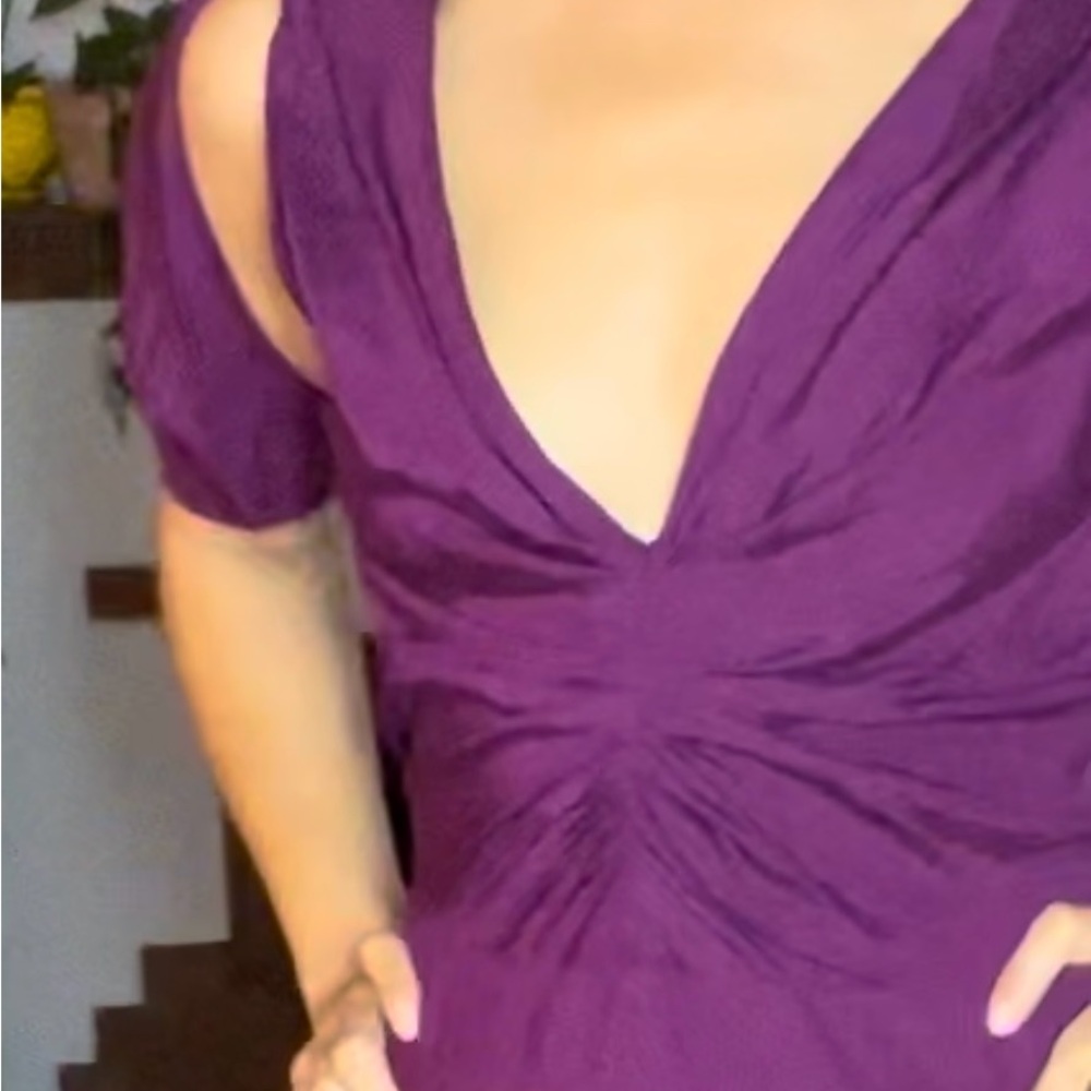 80s style purple dress - tafeta - mid